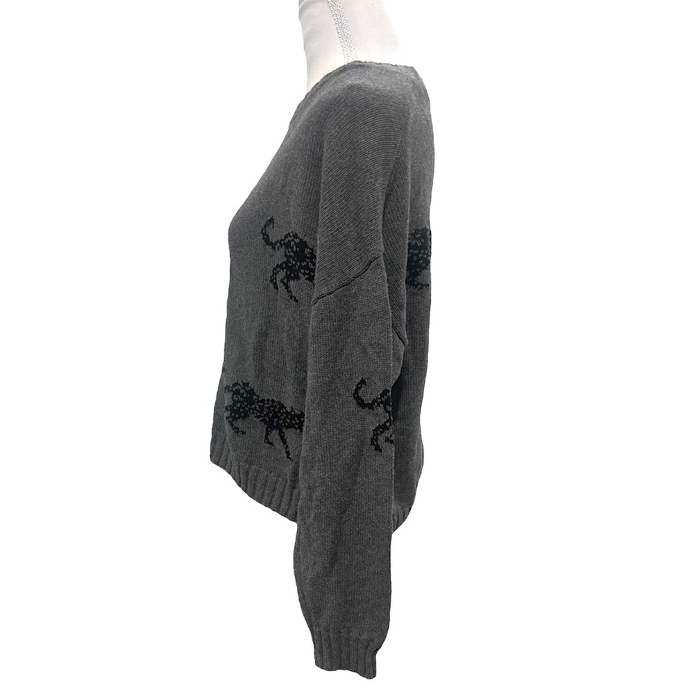 Rails Perci Jungle Cat Cotton Cashmere Gray Crewneck Knit Sweater Sz MEDIUM - Picture 12 of 15